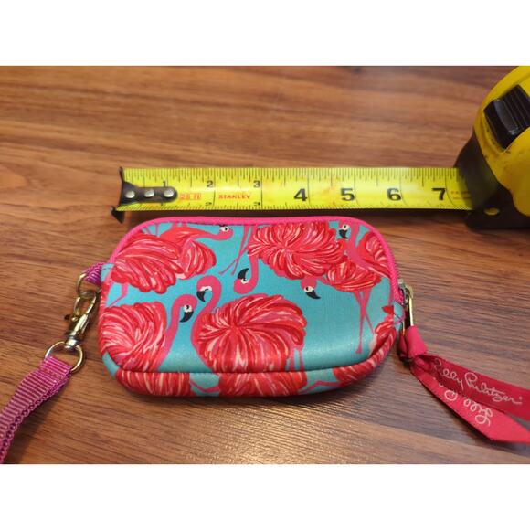 Lilly Pullitzer Flamingo Print Wristlet Key Chain Coin Purse - Picture 6 of 7